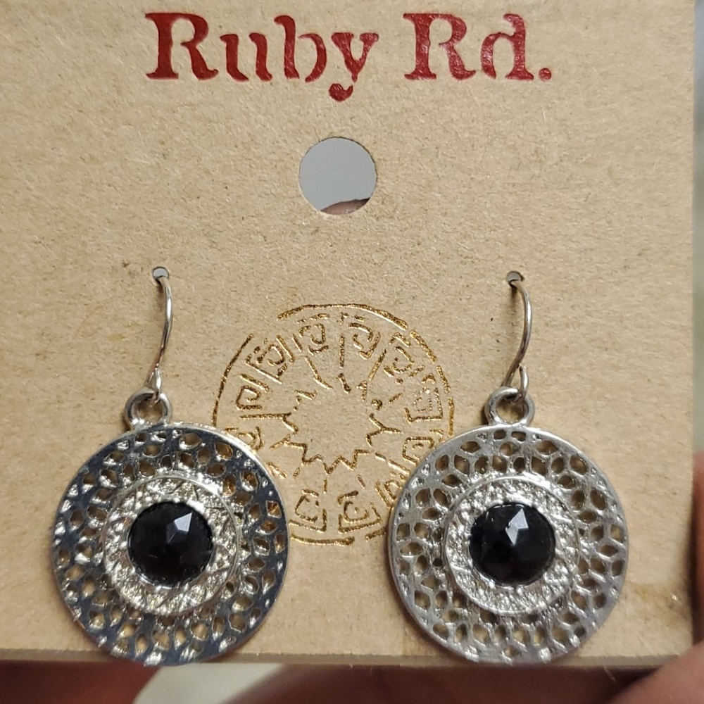 Ruby Red Silver Earrings